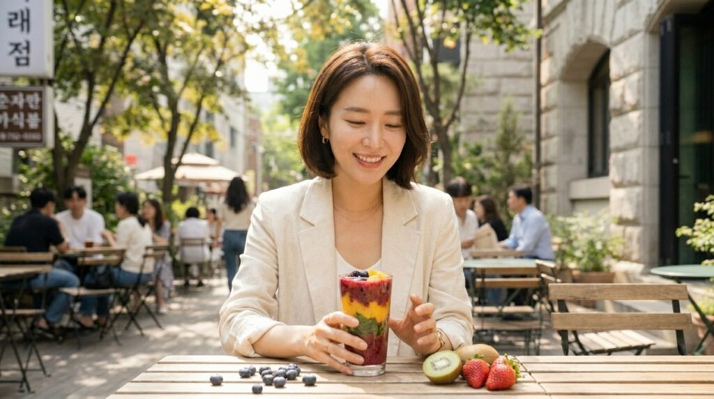 여름철 무더위에 지친 피부의 기력을 회복하고 수분을 보충해 주는 시원하고 영양 가득한 생과일 항산화 스무디
