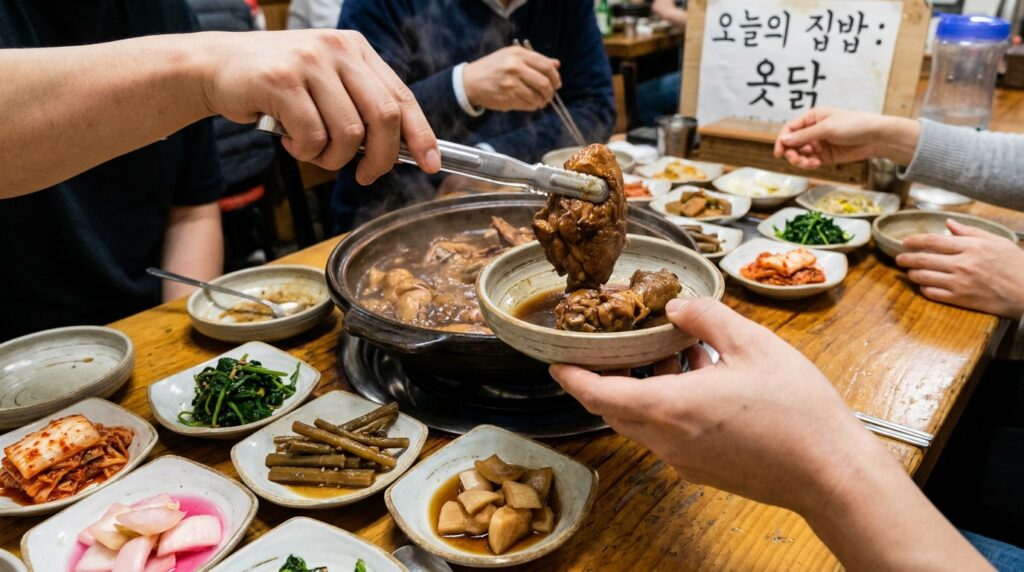 기력 회복을 위해 정성스럽게 대접에 담아 건네는 따뜻한 옻닭 한 그릇